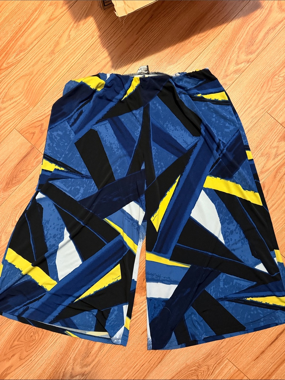 Wide Leg Women’s Pants in Blue Geometric Print